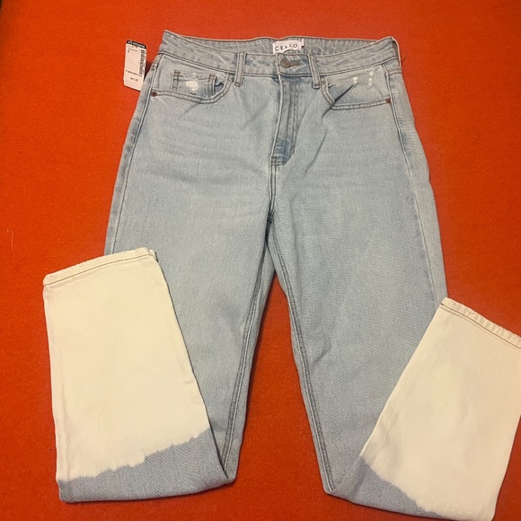 Cello (sold by Simons) light denim and white dip-dyed straight jeans NWT - Picture 2 of 9